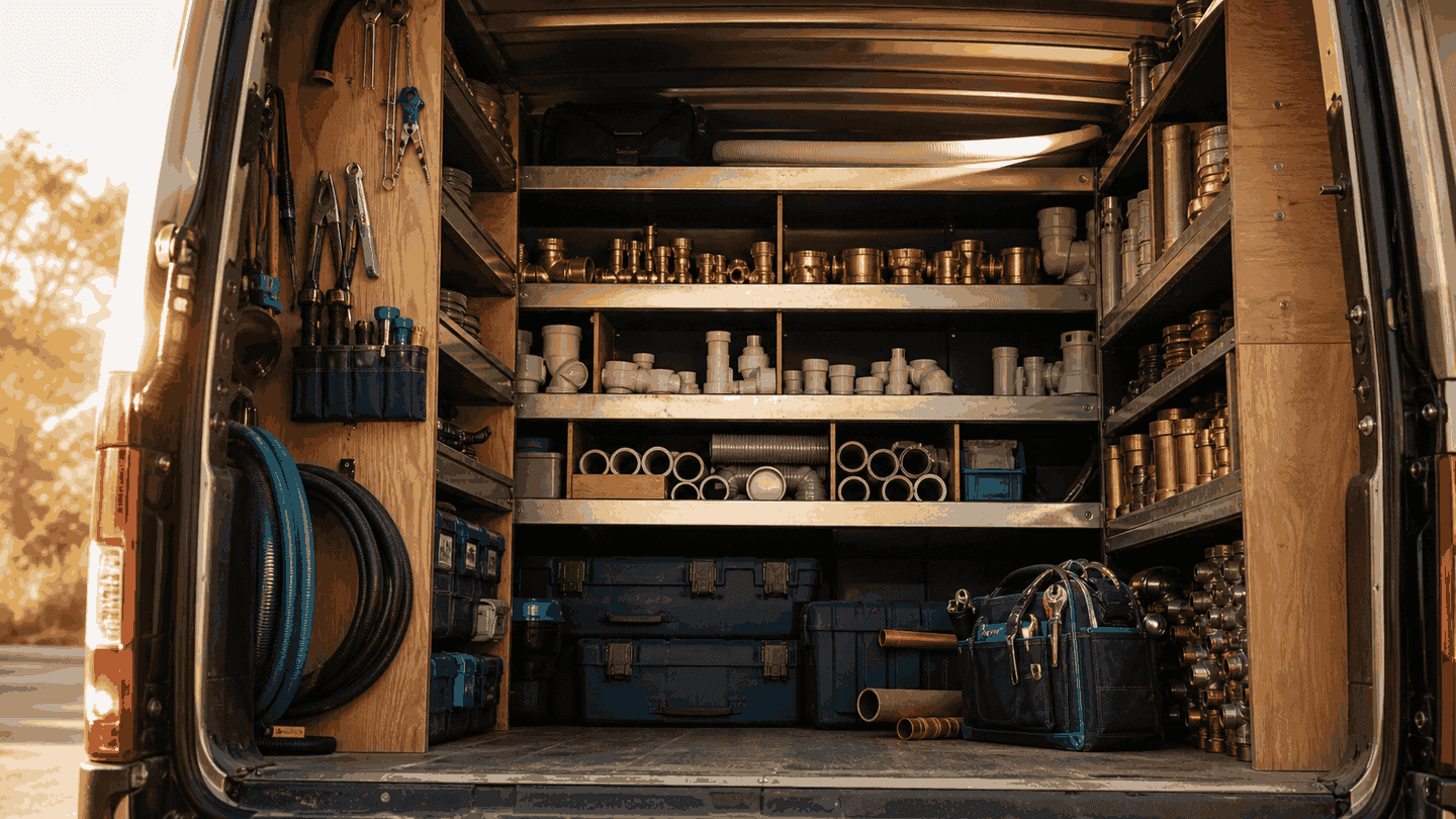 Organised plumbing van and tools